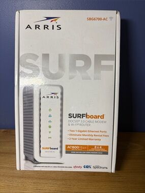 Aris SURFboard White and Orange Cable Modem Router Box